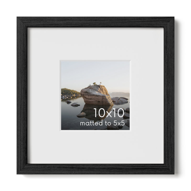 Cadre photo en bois massif avec verre, Noir, L 10 po x H 10 po