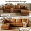 Canapé modulaire en cuir caramel 94,5 po