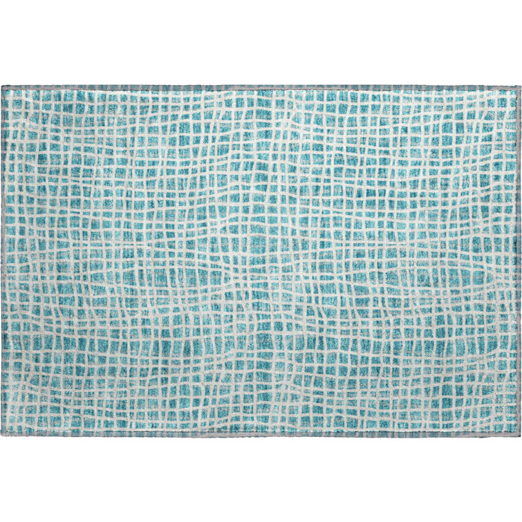 Premium Machine Washable Prisco Teal Rug