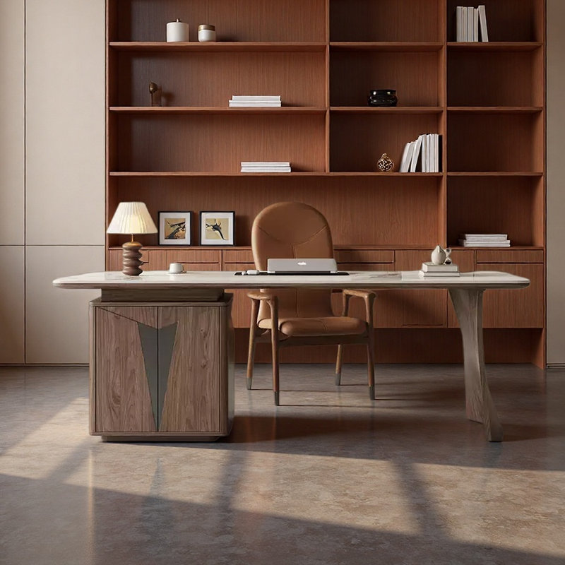 Bureau en pierre frittée en bois massif, H 29,53 po x l 94,49 po x P 31,5 po