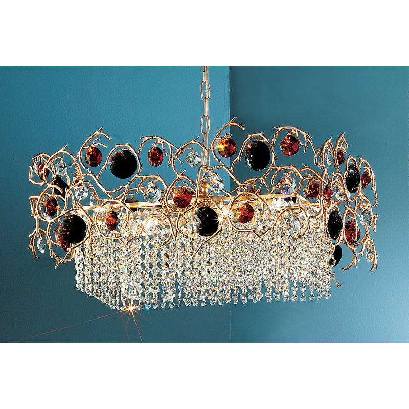 Lustre géométrique 8 lumières unique/à l’état Foresta Colorita, Bronze naturel, Fumée / ambre
