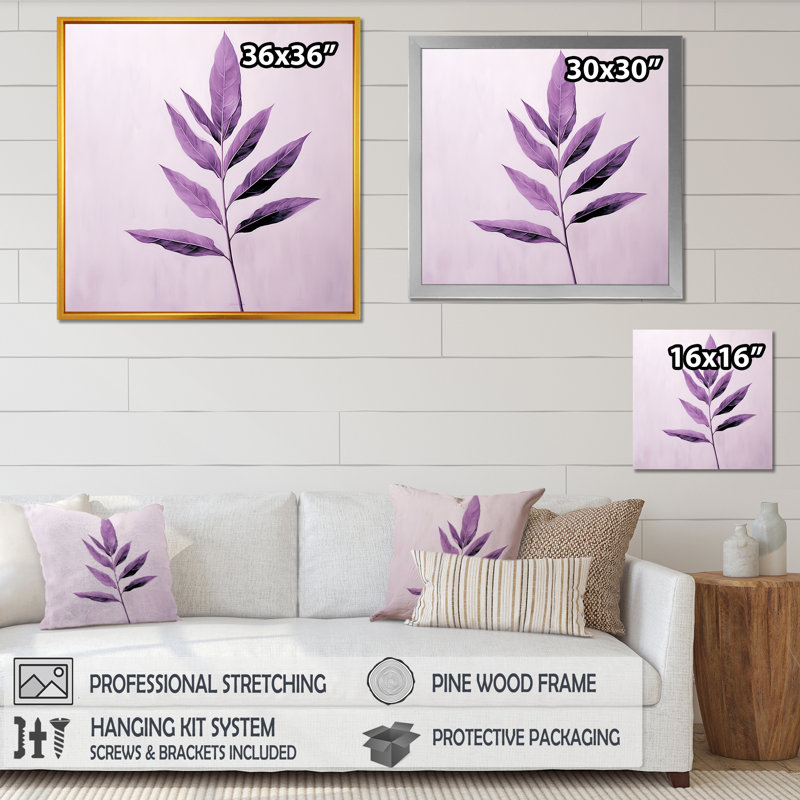 Mauve lavande mauve sur toile, H 24 po x l 24 po x P 1 po, Cadre simple argenté
