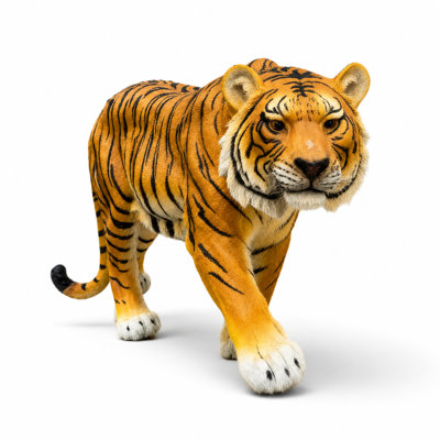 Lifelike Tiger Resin Garden Statue, 33.46 Inch Wildlife Sculpture for Indoor Outdoor Decor, Weather Resistant Lawn Patio Courtyard Ornament, Realistic Animal Art Accent for Entryway, Landscape Display and Unique Gift