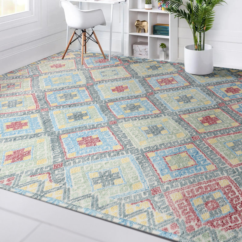 Hand Woven Wool Moroccan Area Rug, Rectangle 10' x 14'