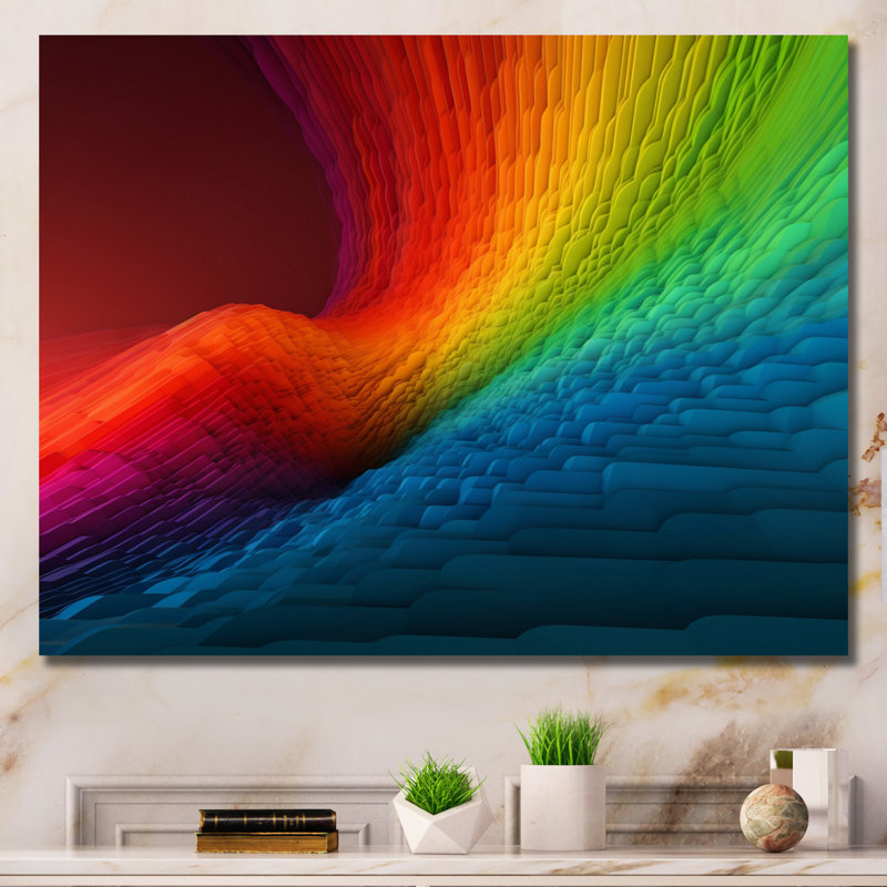 Vagues représentant un arc-en-ciel I - impression, H 34 po x l 44 po x P 1,5 po, Toile tendue