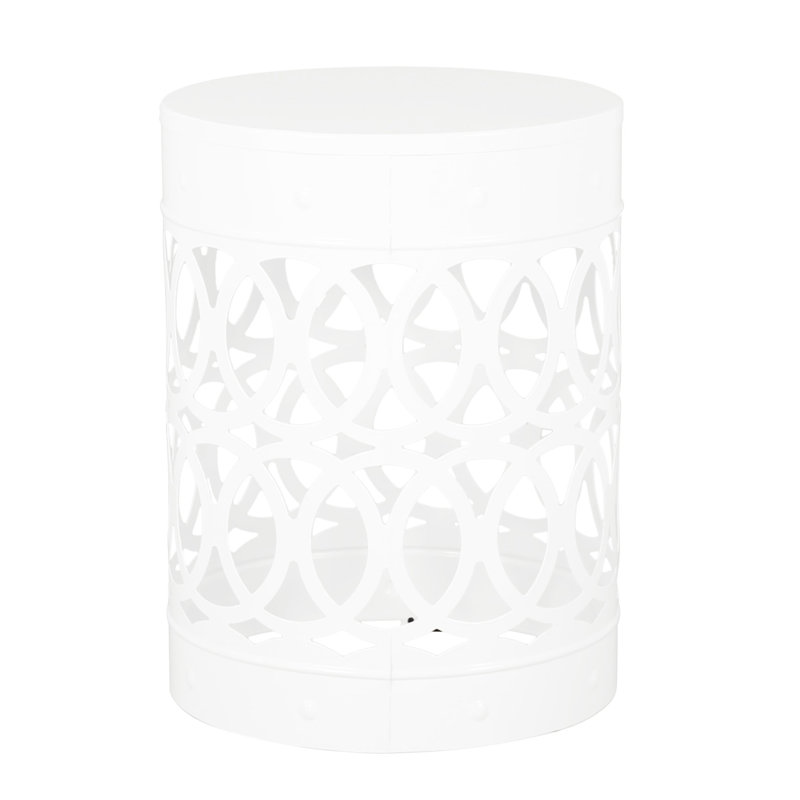 Grande table d'appoint d'extérieur en fer, finition blanche, table en métal au design moderne - grande, blanche, avec fonctionnalité