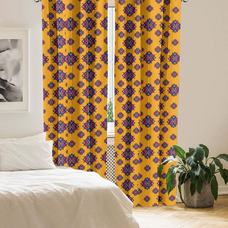 Rideaux géométriques East Urban Home, L 28 po x L 63 po
