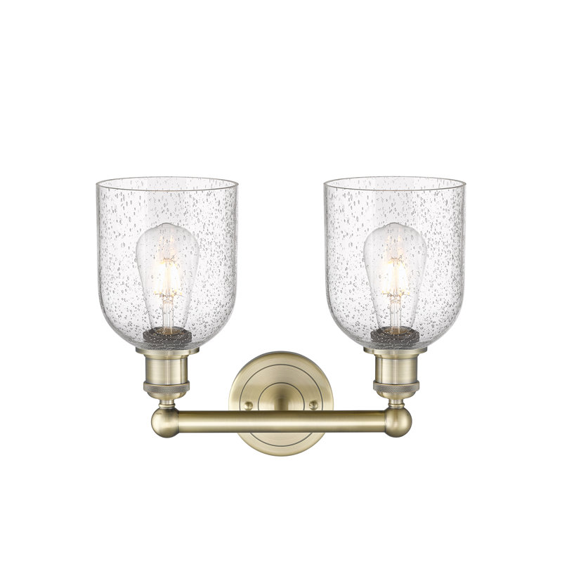 Éclairage pour meuble-lavabo à 2 lumières 15 po Edison Allysson, Laiton antique, Bullé