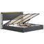 Structure de très grand lit avec rangement relevable, lit en velours rembourré avec lumières DEL et prises de courant, support hydraulique, aucun sommier nécessaire, gris-2038926725-2038926720