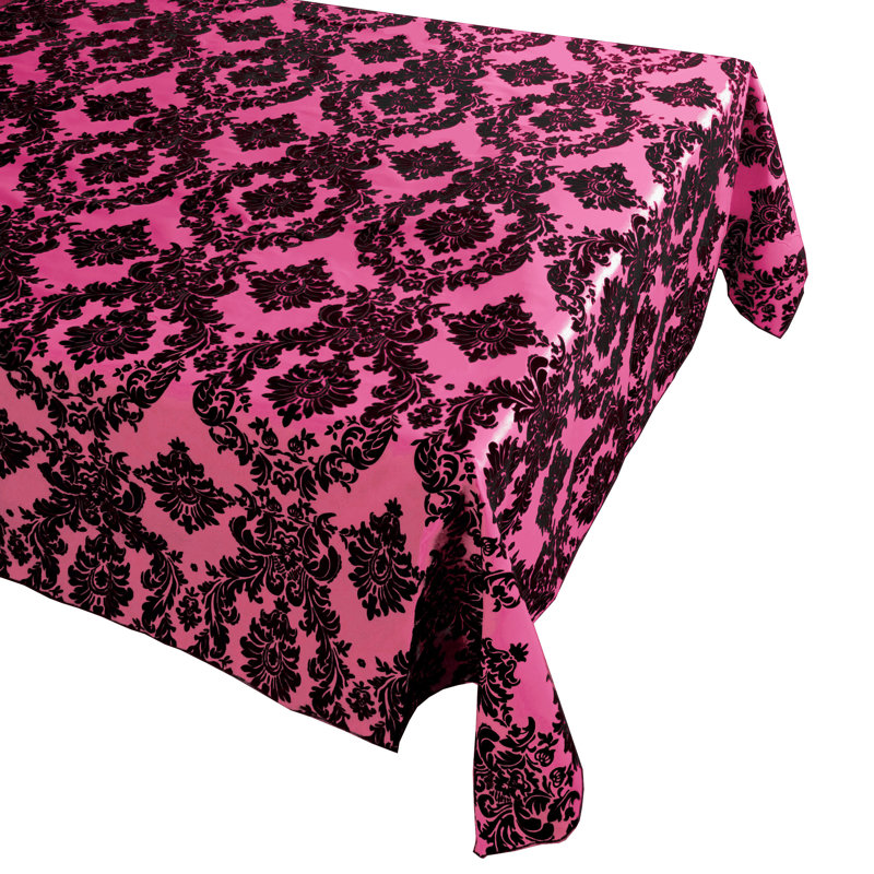 Damask Tablecloth, 58" x 58", Black/Fuchsia