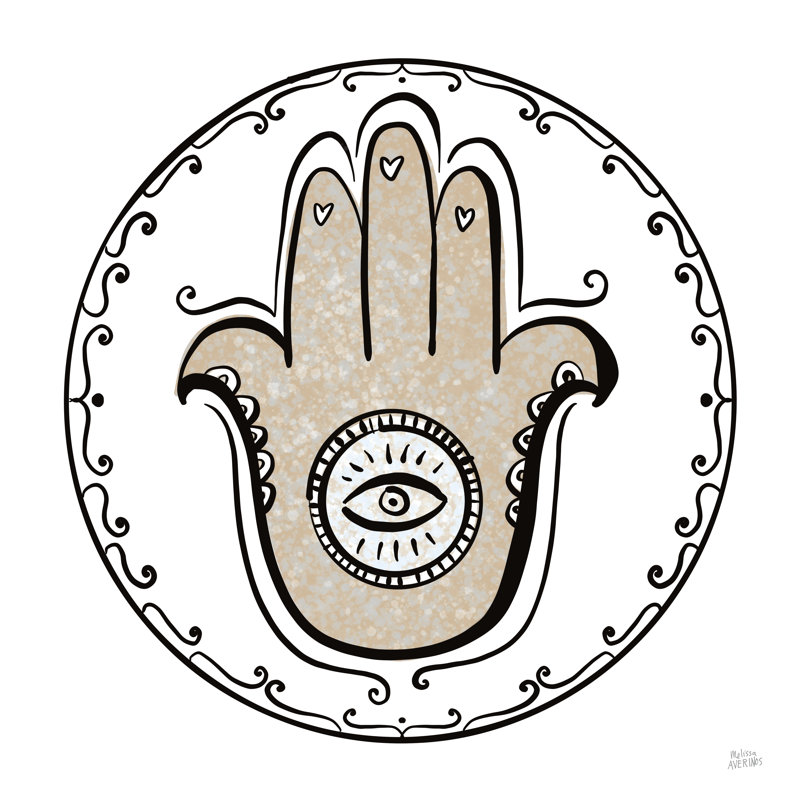 Graphic Hamsa by Melissa Averinos - No Frame Painting on Canvas, 76cm H x 76cm W x 3.8cm D