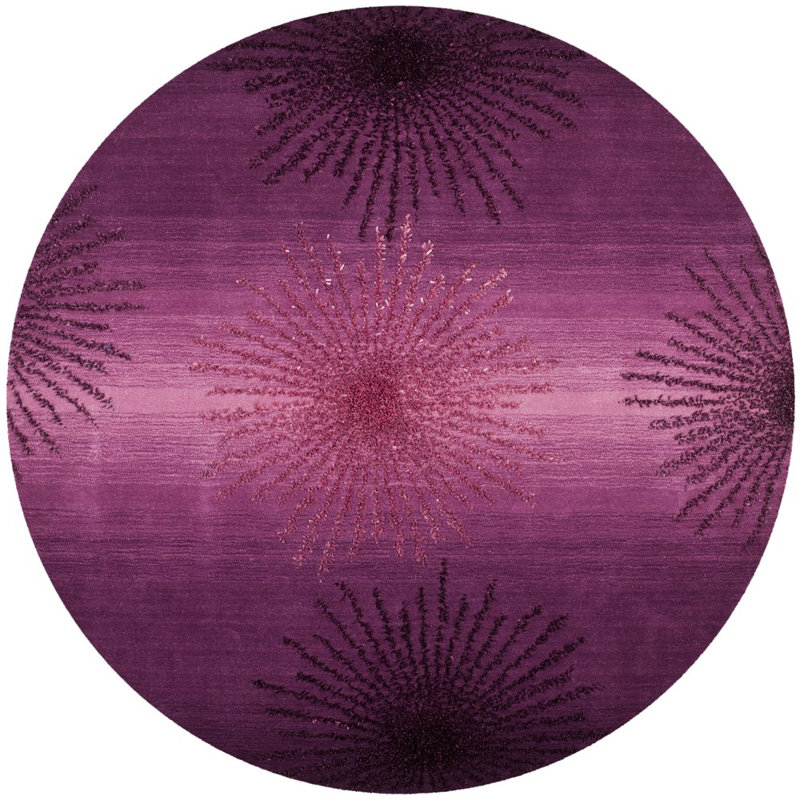 Tapis Amier Floral en laine et viscose, tuftÃ© Ã  la main, Rond 6 pi