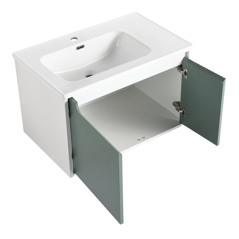 Meuble-lavabo de salle de bain avec lavabo en céramique - Meuble-lavabo mural 36 po, lavabo, décoration élégante, - Matériau
