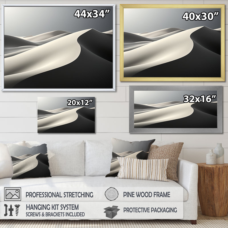 Reproduction d'art sur toile, "Desert Sand Bliss", H 16 po x l 32 po x P 1 po, Cadre flottant noir