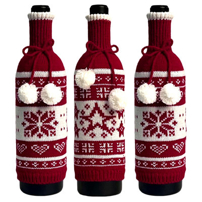 Christmas Holiday Knit Sweater Wine Bottle Covers