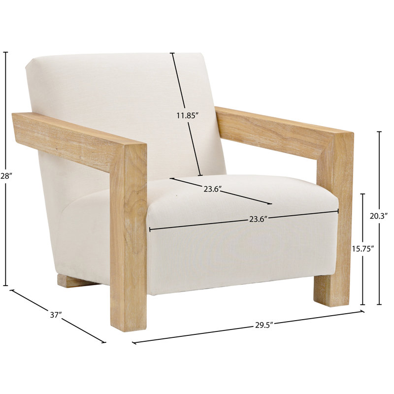 Ward 29.5" W Linen Textured Fabric Accent Chair, Natural
