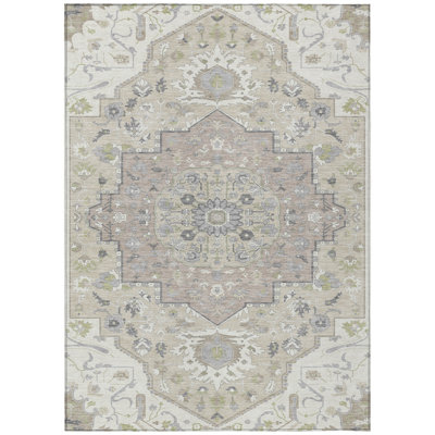 Lidia Ivory Washable Indoor-Outdoor Rug - 