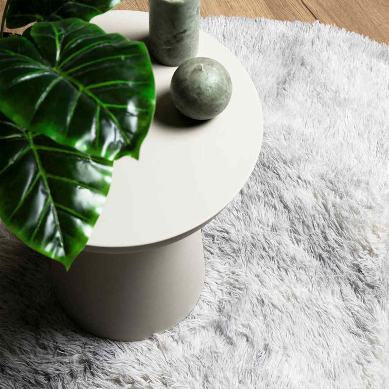 Shaggy Rug High Pile NAVARRA Light Grey Polyester, Oval 200 x 300cm
