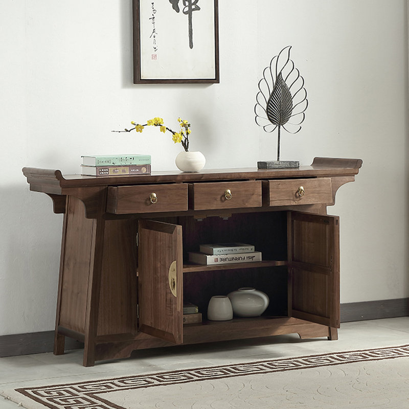 Armoire console en bois d'orme massif, Noyer noir 