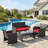 4-Piece All-Weather Patio Conversation Furniture Set, 3 Upholstered Seats With Removable Washable Cushions, 1 Side Table With Scratch-Resistant Tempered Glass Tabletop-184794951