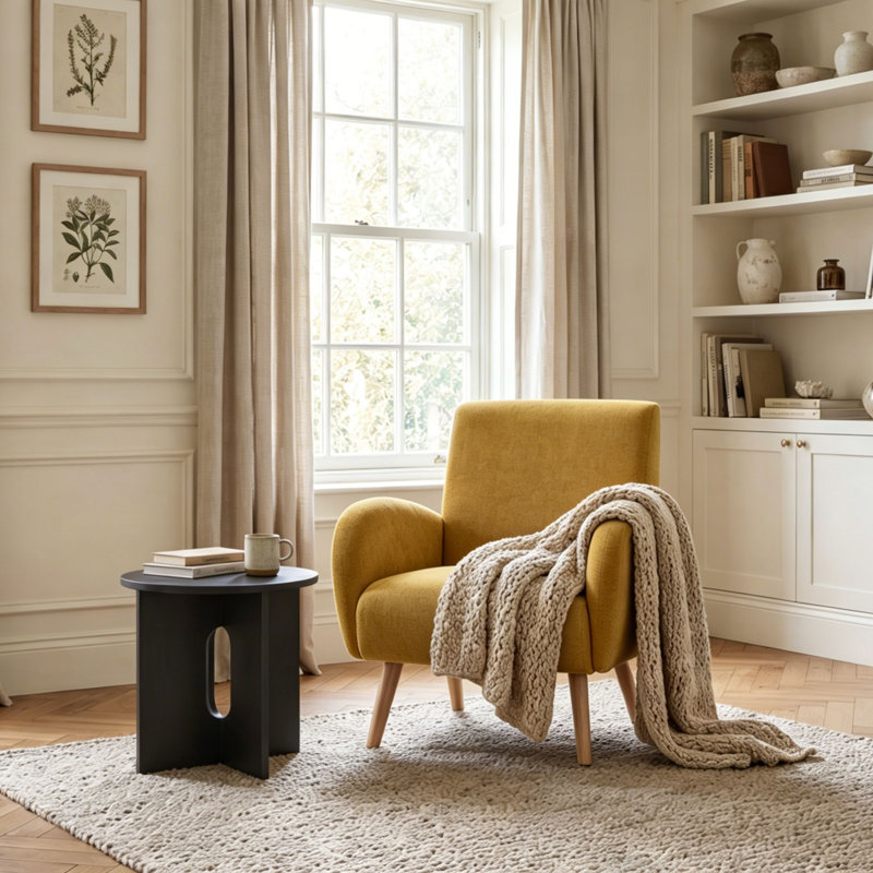 Modern Upholstered Accent Chair Armchair Fabric Reading Living Room Side Chair Rew, Geib