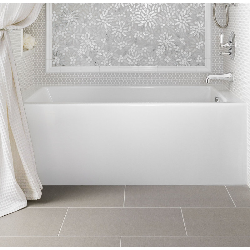 Baignoire de trempage en alcôve 72 po x 40 po Sydney, Blanc, Gauche, Blanc