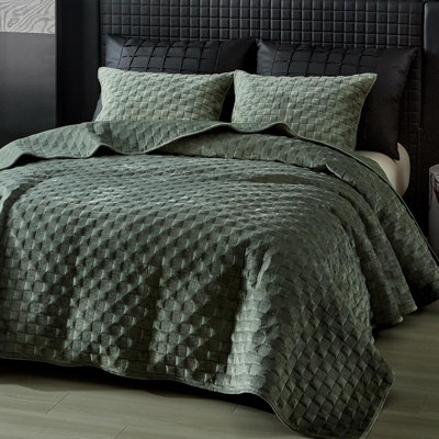 Zera MJ Velvet Coverlet/Bedspread with Pillowcases