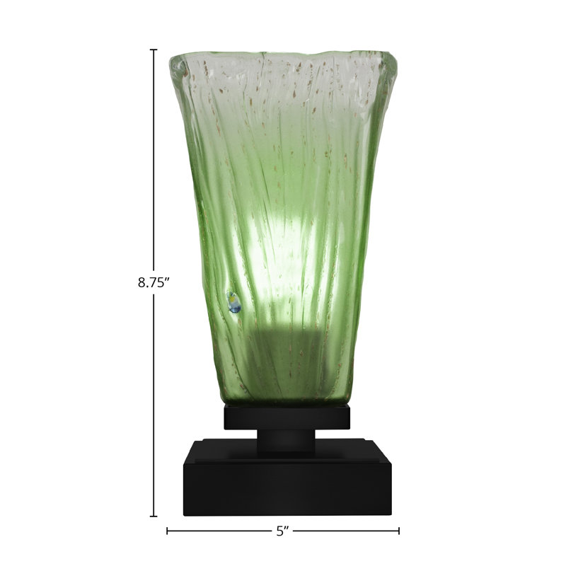 Lampe d'appoint avec verre 5 po Lannah, Noir mat, Vert
