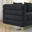 Canapé modulaire 3 places de 81 po en tissu noir avec coussins, idéal pour se détendre dans le salon, la chambre à coucher ou le bureau-1037830542-1037830577