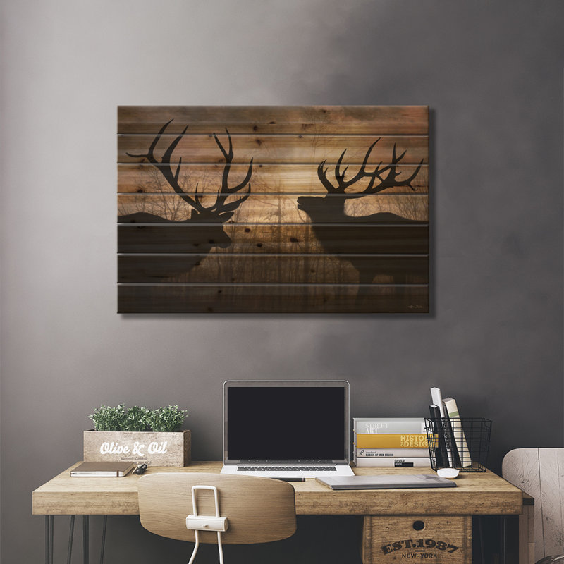 «Elk Sunrise III» par Lori Deiter - impression sur bois sans cadre