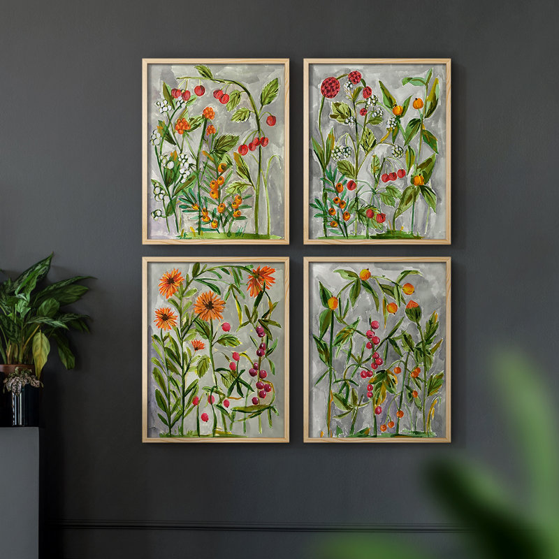 «Dear Nature I», ensemble de 4 reproductions encadrées, Naturel, H 44 po x l 14 po
