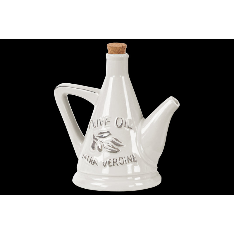 24oz. Ceramic Single Oil / Vinegar Cruet, White