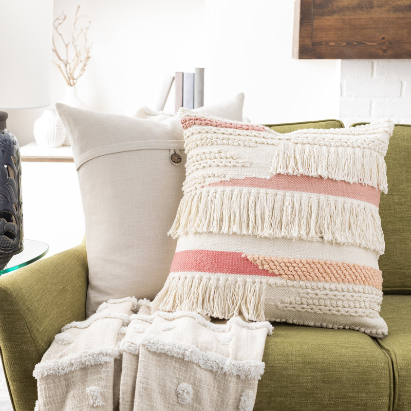 Merdo Fringed Cotton Reversible Pillow Cover