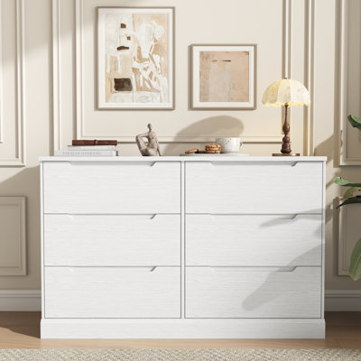 6 tiroirs, commode l 47,2 po, commode de chambre moderne pour placard et salon, blanc