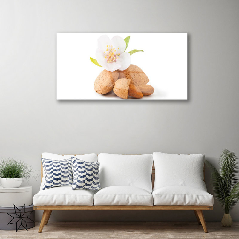 Glass Print Wall Art 100X50cm Image Printed On Glass Decorative Wall Picture Behind Toughened / Tempered Safety Real Glass For Kitchen & Living Room Theme: Flower Pistachios Floral