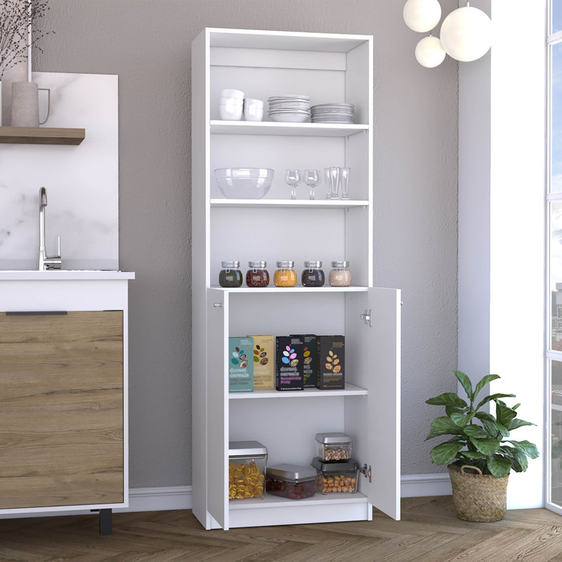 Vinton 2-Door Bookcase With Upper Shelves