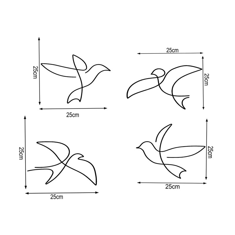 Ensemble d'accessoires muraux décoratifs en métal (4 pièces), noir, 9,8 po x 9,8 po chacun | Fabrication 100% métal, épaisseur: 0,08 pouce | Décoration élégante pour le salon, la chambre à coucher, le bureau, design durable et élégant