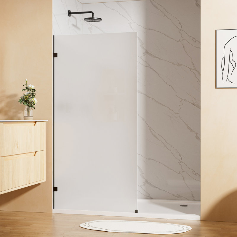 Panneau de verre de douche fixe sans cadre 34 po x 72 po noir - pare-douche en verre trempé 3/8 po, Matte Black