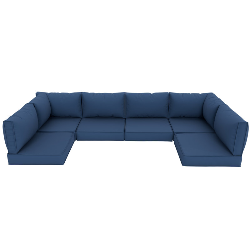 14 Piece Outdoor Sectional Cushions,Water-Resistant Patio Funiture Sectional Cushion Fits 6-seat Rattan Conversation Set Sofa Seat / Back Cushion (Including 4" High Density Foam )