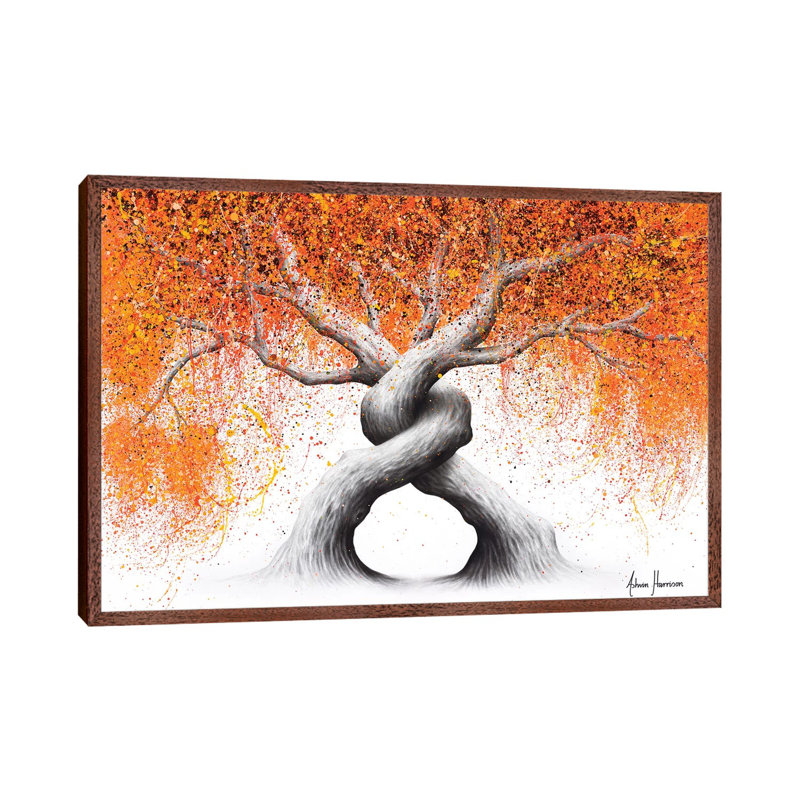 Twisting Love Trees by Ashvin Harrison - Print on Canvas, 101.6 cm H x 66.04 cm W, Classic Brown Wood Framed