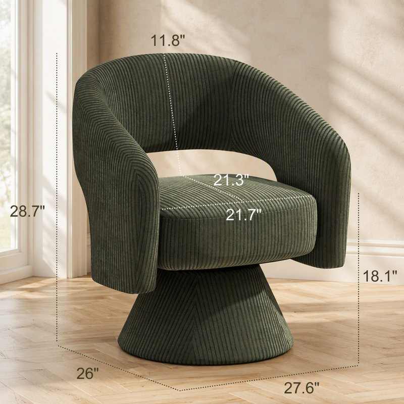 Fauteuil d'appoint pivotant, chaise de salon rembourrée moderne avec rembourrage épais pour la lecture, vert