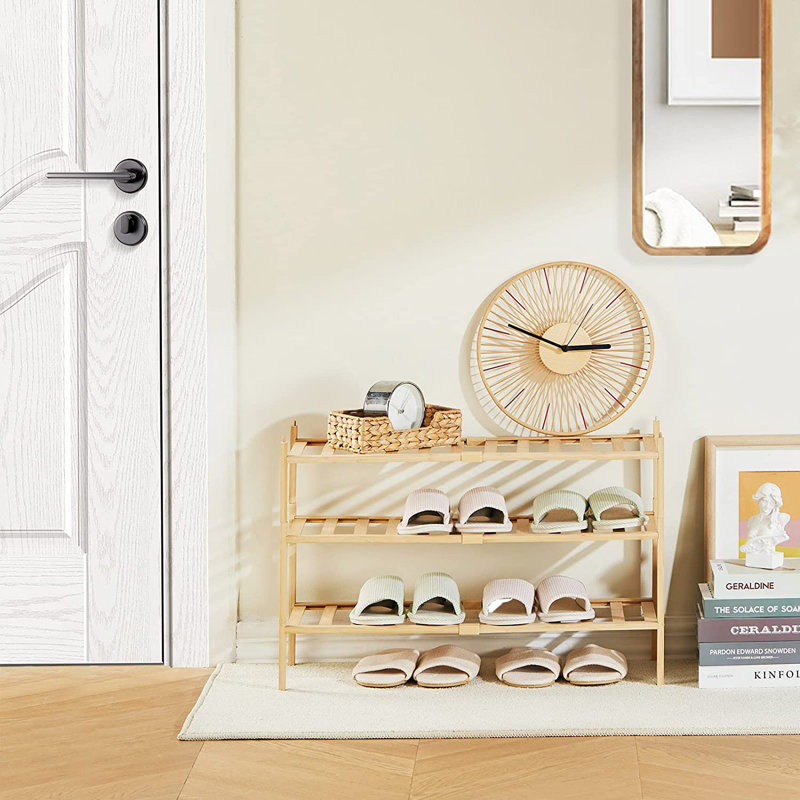 9 Pair Stackable Shoe Rack, Natural