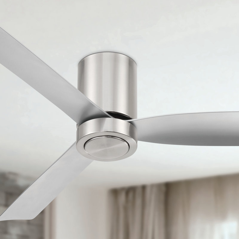 CORMAC 52 inch 3-Blade Hugger Ceiling Fan With Remote (No Light), Brushed Nickel