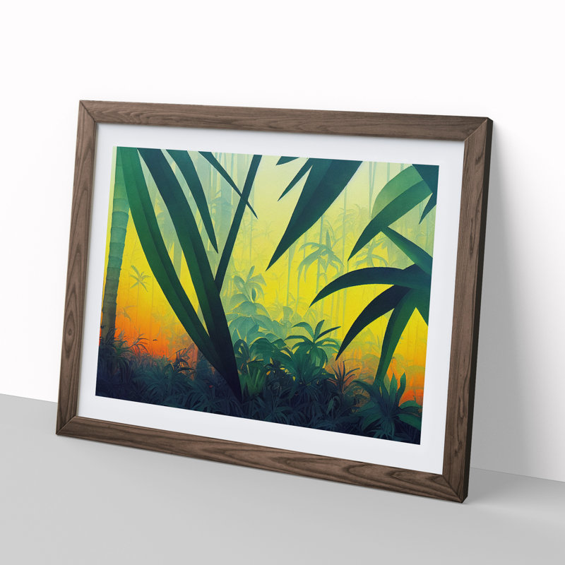 Jungle Vol.4 - Single Picture Frame Painting, 25cm H x 34cm W x 2cm D, Walnut
