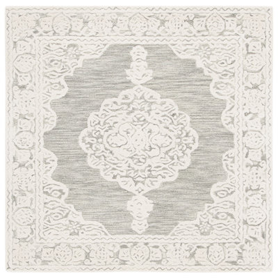 Micro-Loop Hand Tufted Wool/Cotton Oriental Rug in Gray