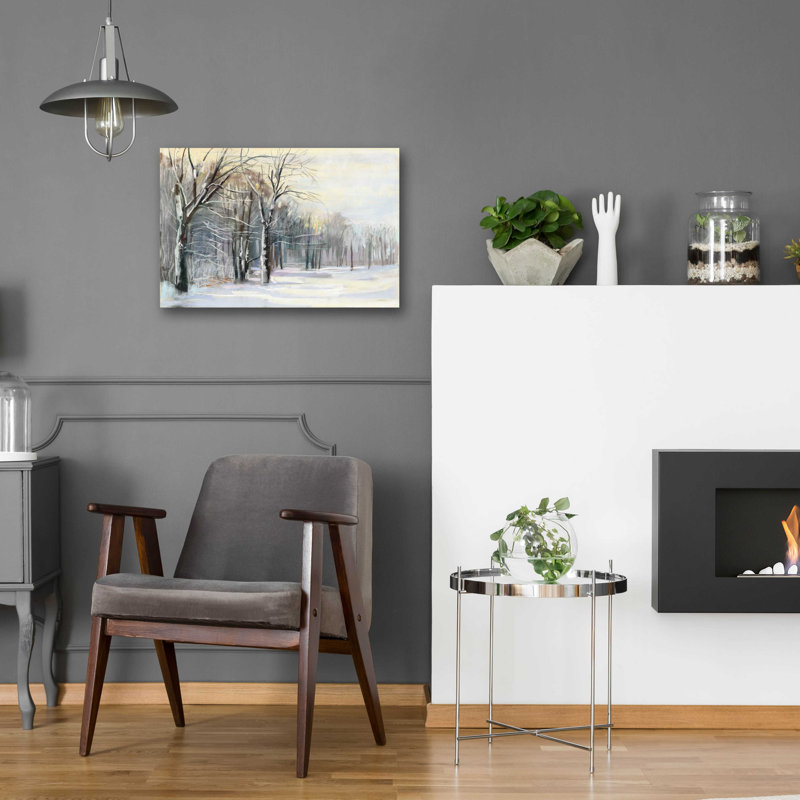 «Winter In The Park» par Carol Rowan, art mural en verre acrylique,, H 16 po x l 24 po x P 0,2 po