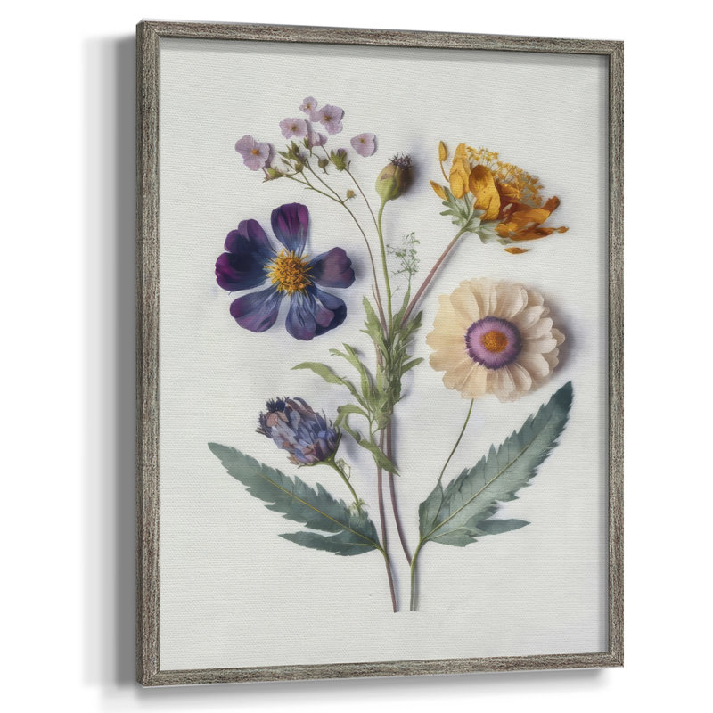 Pressed Flower Memories I Framed Print - Solid Wood, 30" H x 24" W