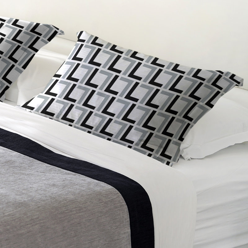 Taie décorative luxueuse Las Vegas Football, Standard / simple, double / double, grand, Microfibre, Blanc / Noir / Argent