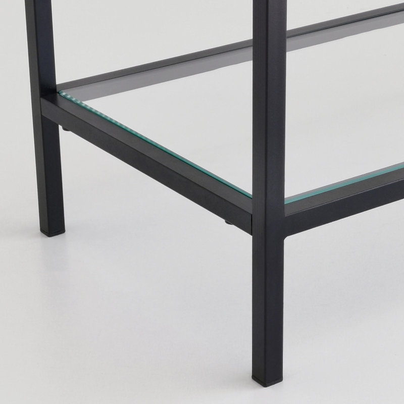 Maraya 100cm Glass Top Console Table, Black