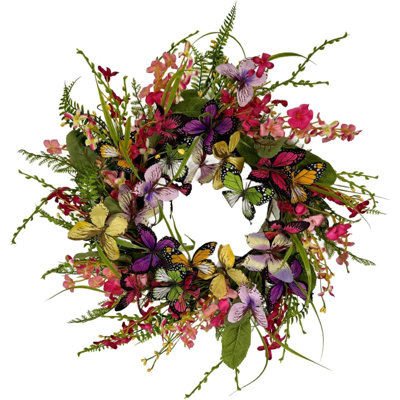 Faux Butterfly Polyester 8'' Wreath